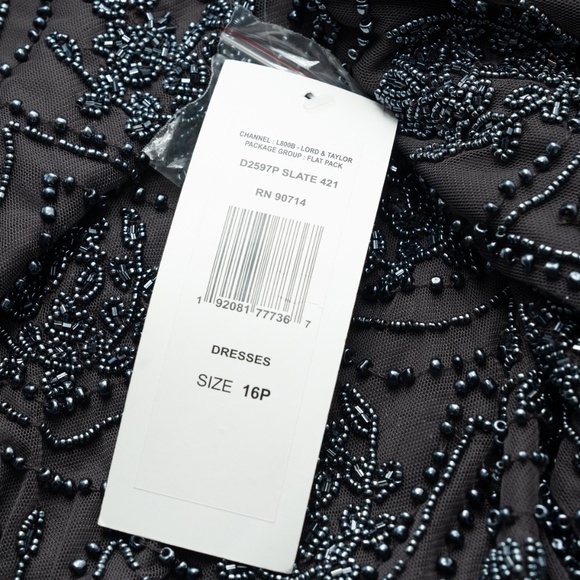 Pisaro Nights - Mini Beaded leaf Sheath Dress In Slate. - Picture 3 of 14